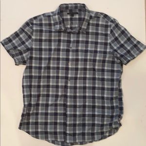 John Varvatos blue shirt sleeve plaid shirt